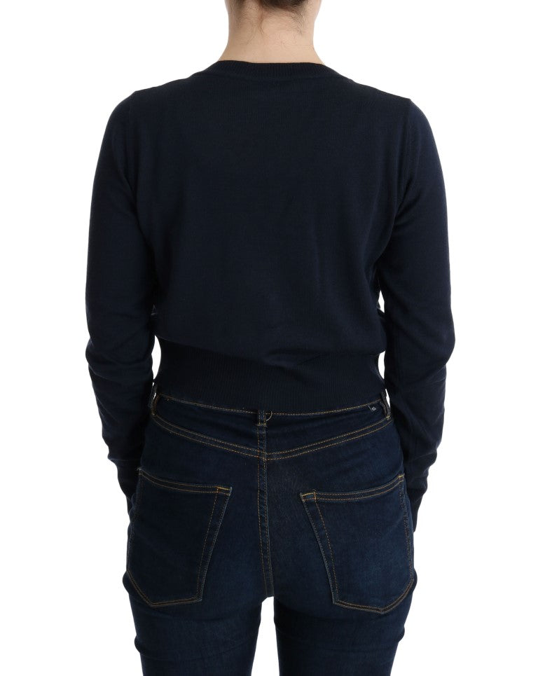 MARGHI LO' Blaue Wollbluse Pullover