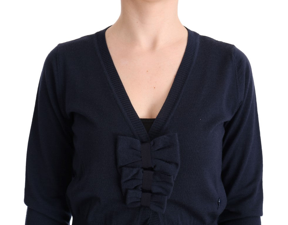 MARGHI LO' Blaue Wollbluse Pullover