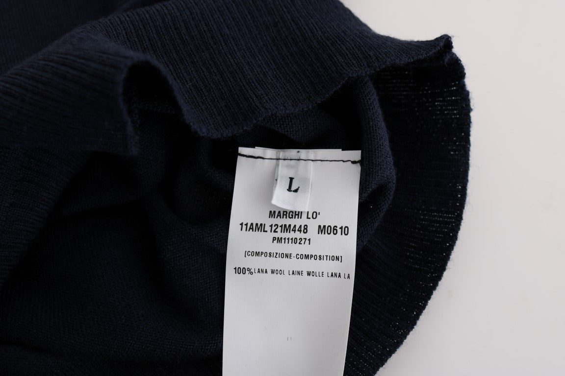 MARGHI LO' Blaue Wollbluse Pullover