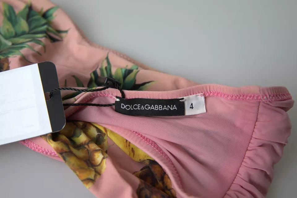 Dolce & Gabbana Rosa bedruckte Beachwear Bikinioberteil Badeanzug