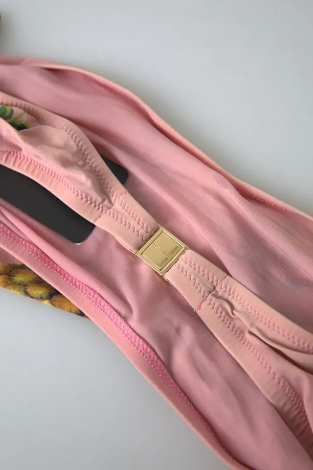 Dolce & Gabbana Rosa bedruckte Beachwear Bikinioberteil Badeanzug