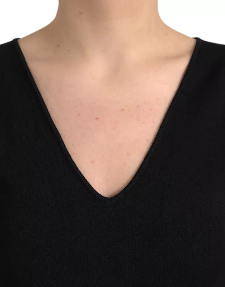 Dolce & Gabbana Schwarzes ärmelloses Bodycon Midikleid aus Viskose