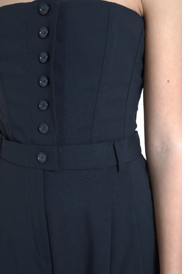 Dolce & Gabbana Schwarzes trägerloses Jumpsuit-Kleid aus Wolle