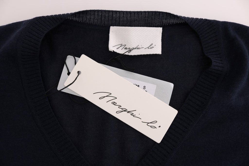 MARGHI LO' Blaues langärmeliges Shiftkleid aus Wolle