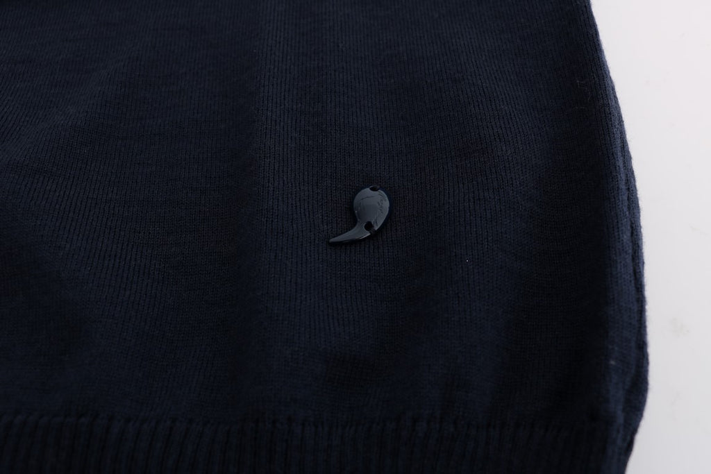 MARGHI LO' Blaues langärmeliges Shiftkleid aus Wolle