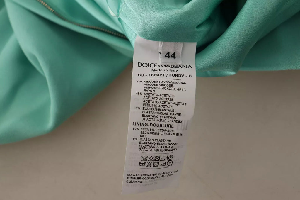 Dolce & Gabbana Mintgrünes Etuikleid mit quadratischem Ausschnitt Midikleid