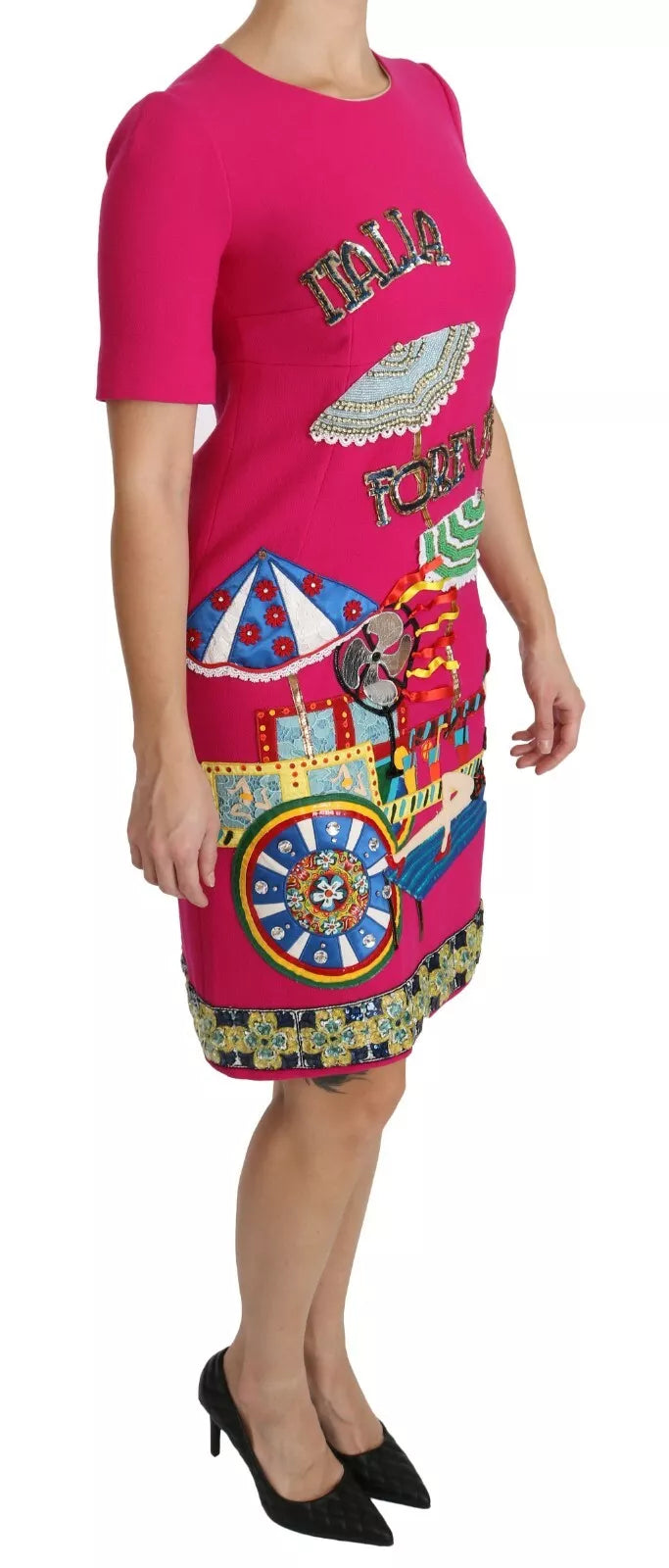 Dolce & Gabbana Rosa Italia Forever Kristall Etuikleid