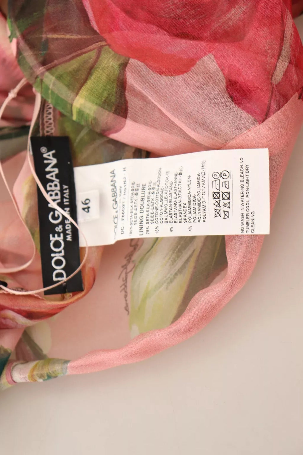 Dolce & Gabbana Rosa Seiden-Maxikleid mit Blumendruck