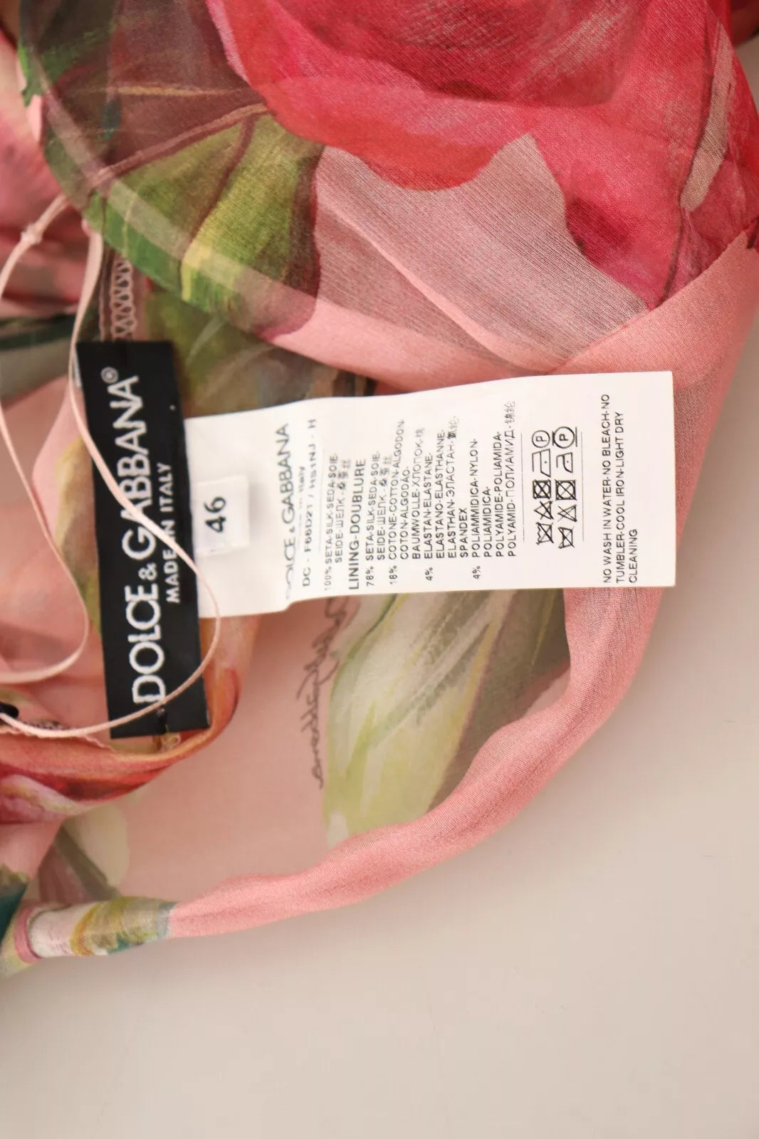 Dolce & Gabbana Rosa Seiden-Maxikleid mit Blumendruck