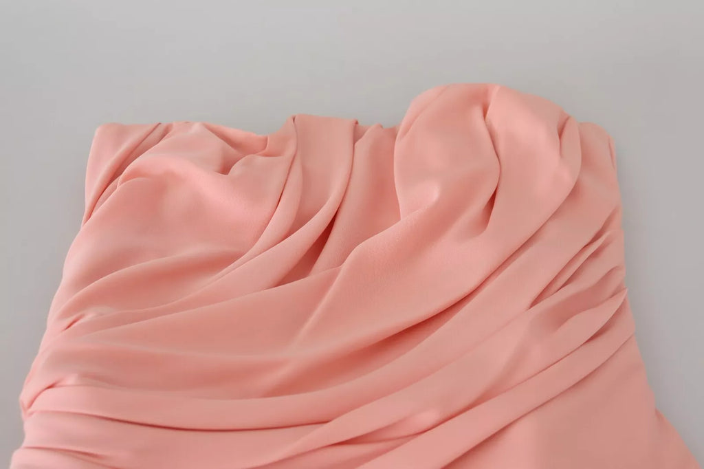 Dolce & Gabbana Rosa Seiden-Stretch-Etuikleid ohne Träger