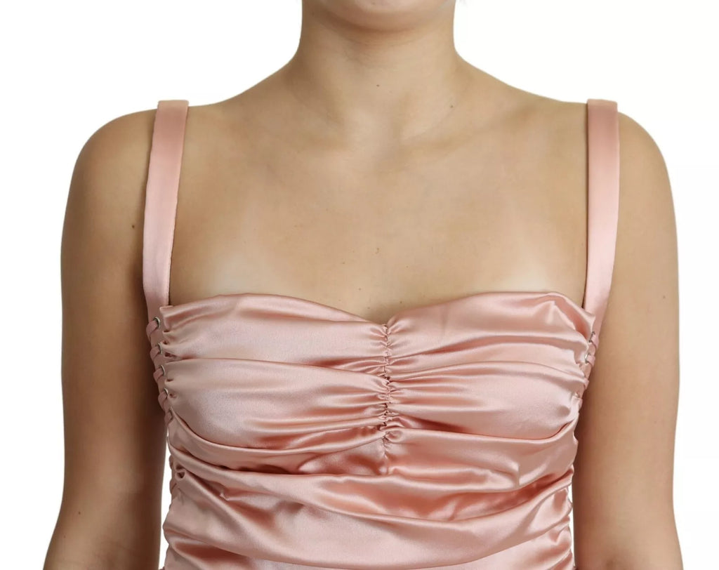 Dolce & Gabbana Rosa Spaghetti-Träger-Bodycon-Midikleid