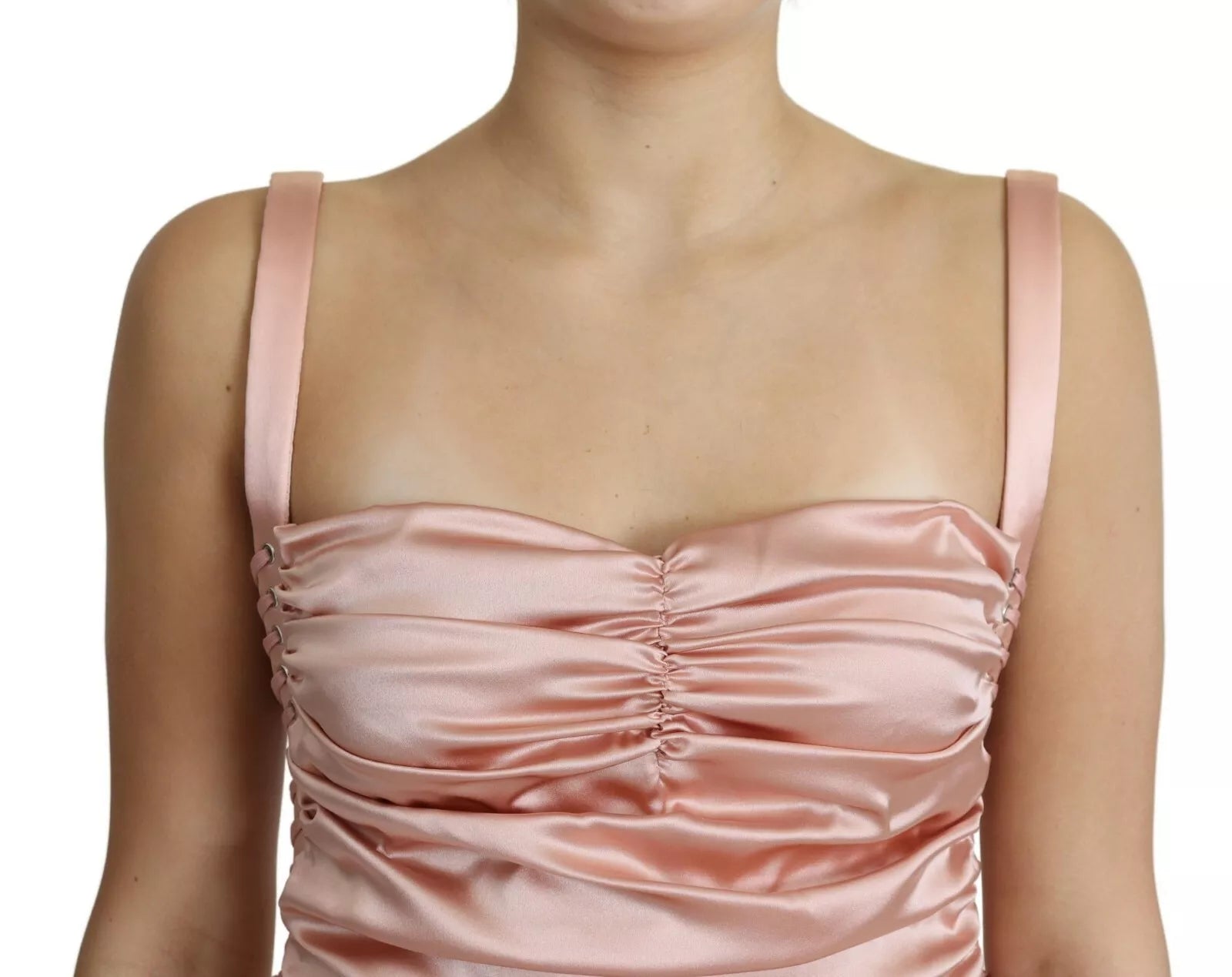 Dolce & Gabbana Rosa Spaghetti-Träger-Bodycon-Midikleid