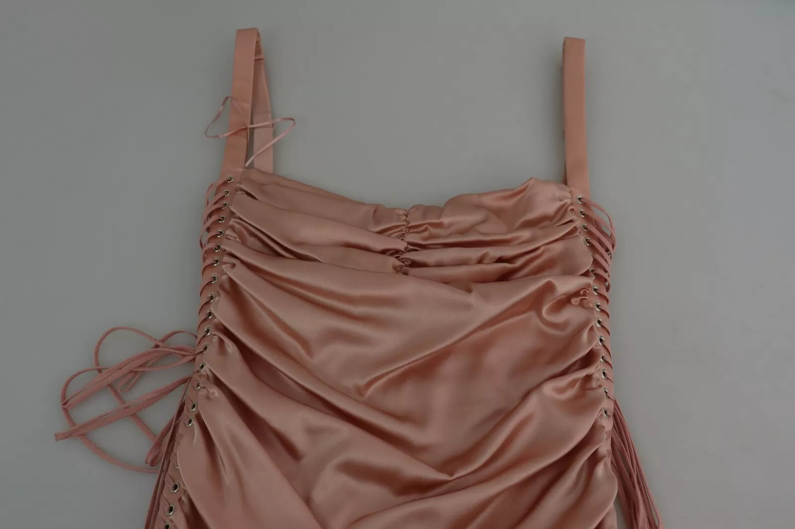 Dolce & Gabbana Rosa Spaghetti-Träger-Bodycon-Midikleid