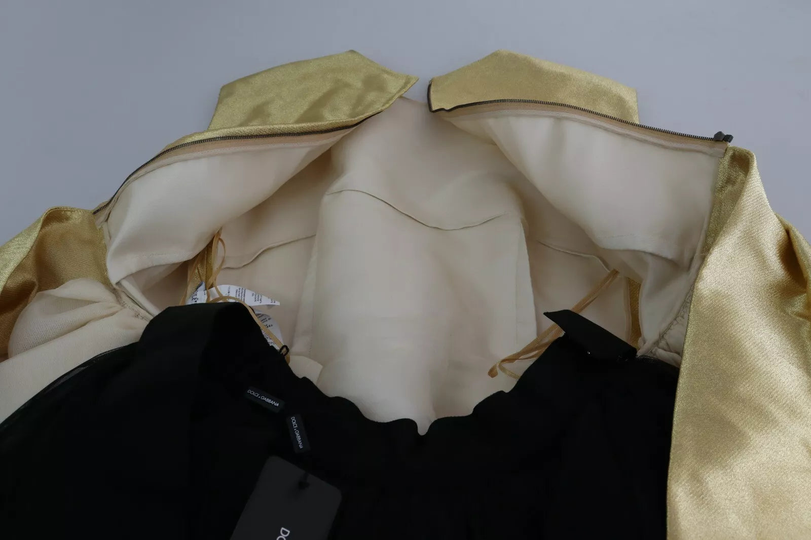 Dolce & Gabbana Goldfarbenes ärmelloses A-Linien-Tüllkleid aus Polyester (Kopie)