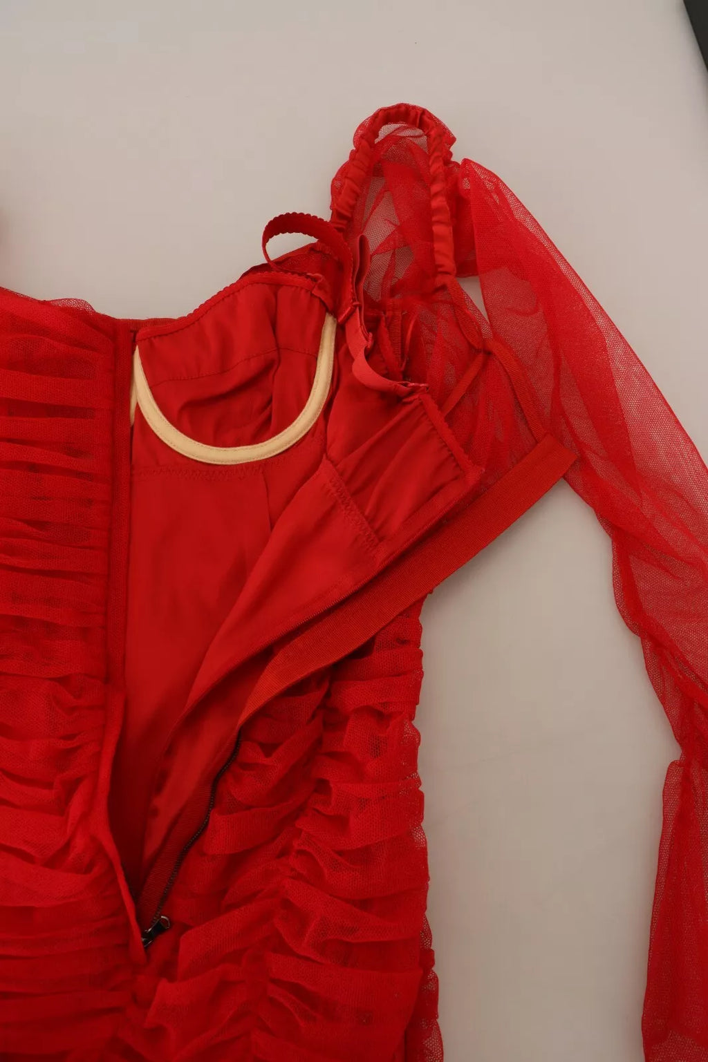 Dolce & Gabbana Rotes Netzbesetztes Bodycon Etuikleid Midikleid