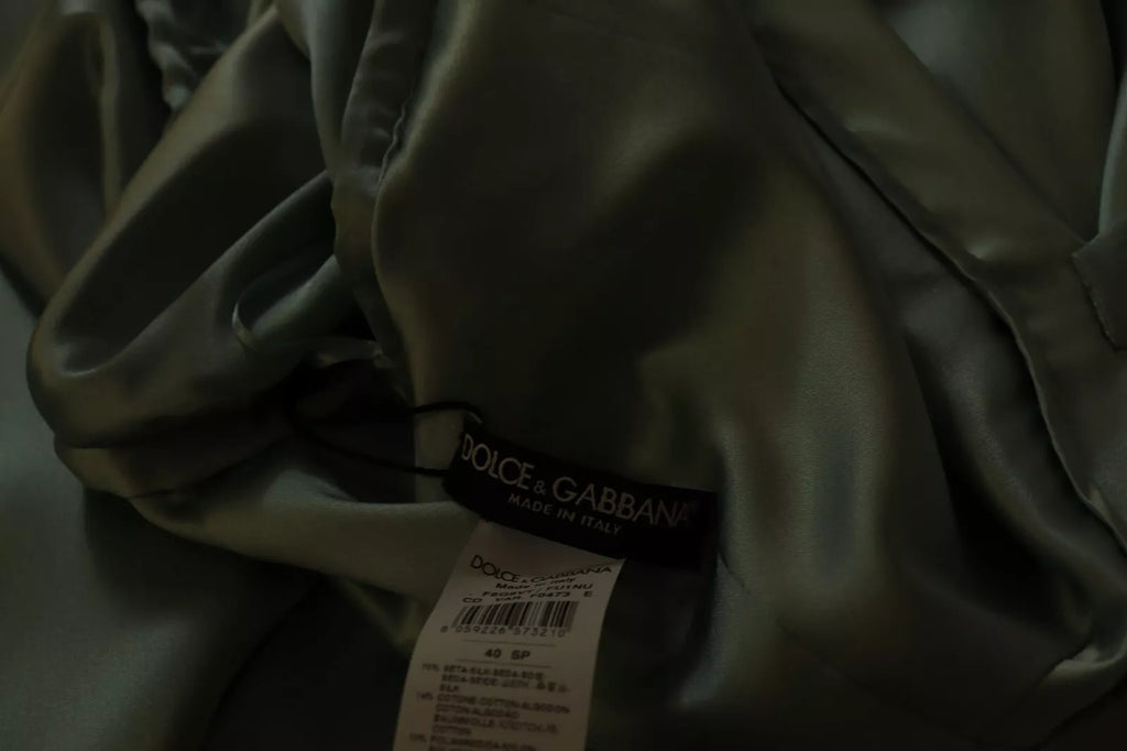 Dolce & Gabbana Mintgrünes Seidenkleid Fit Cut One Shoulder Midikleid