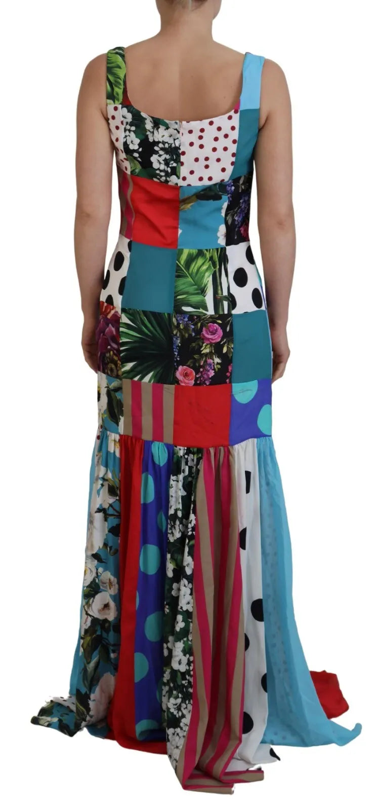 Dolce & Gabbana Multicolor Patchwork-Maxikleid aus Seide