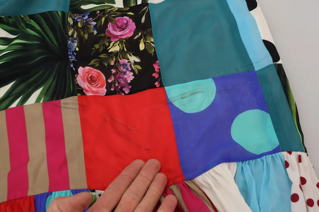 Dolce & Gabbana Multicolor Patchwork-Maxikleid aus Seide