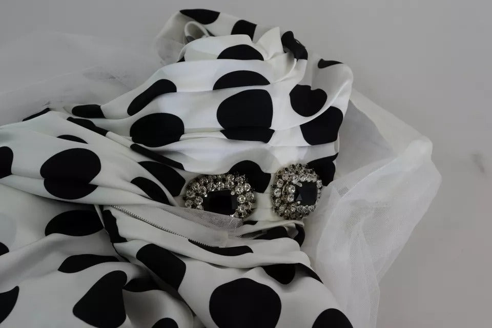 Dolce & Gabbana Weißes gepunktetes Kristall-One-Shoulder-Kleid