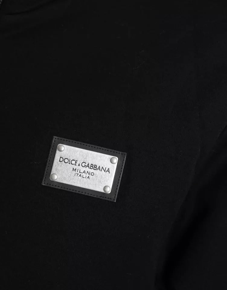 Dolce & Gabbana Schwarze Bomberjacke mit Logo-Kapuze aus Baumwolle
