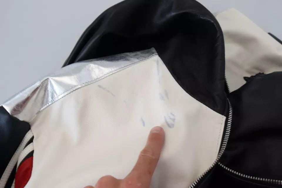 Dolce & Gabbana Schwarzer Leder Blousonmantel mit Kapuze Jacke