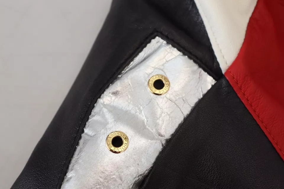 Dolce & Gabbana Schwarzer Leder Blousonmantel mit Kapuze Jacke