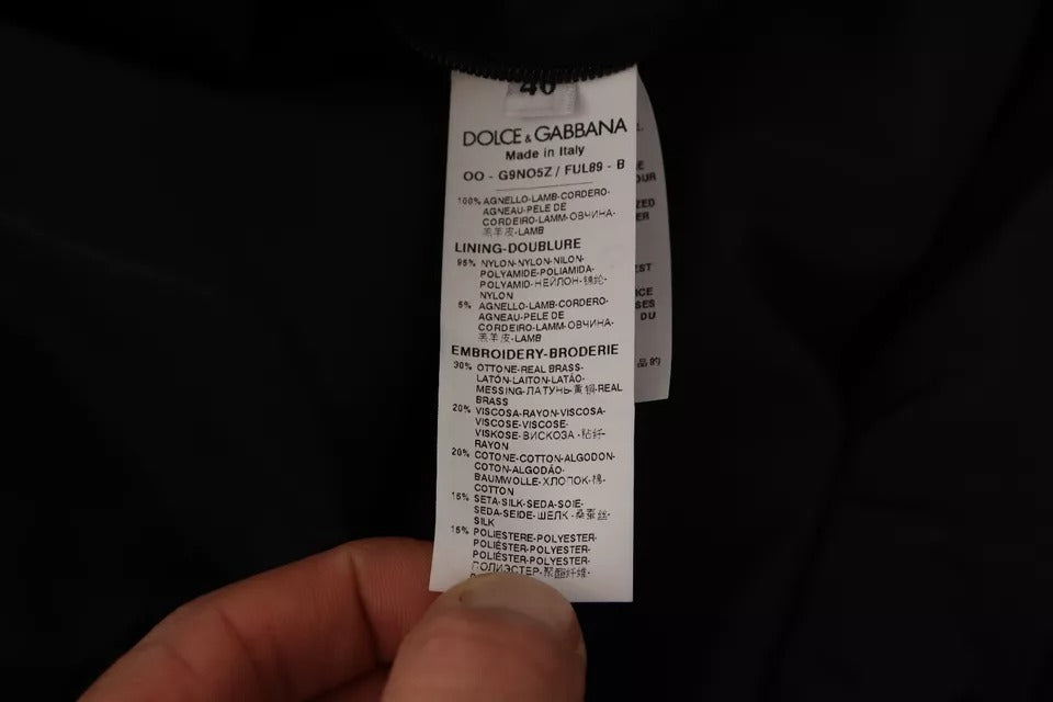 Dolce & Gabbana Schwarze Leder-Blousonjacke mit Kapuze