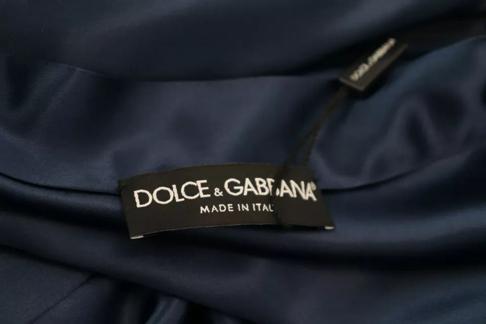 Dolce & Gabbana Blauer Satin-Seiden-Taillengürtel Robe Jacket