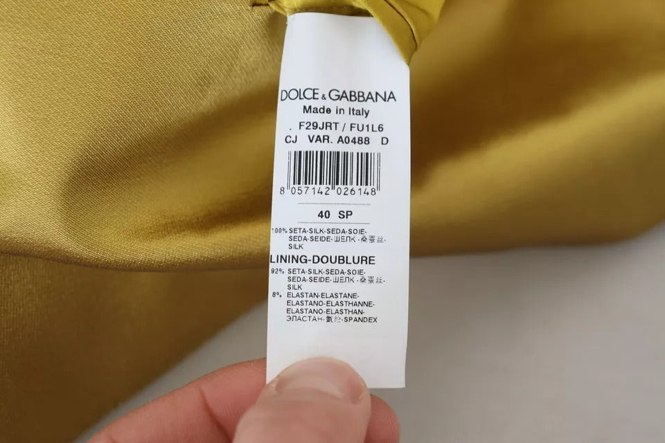 Dolce & Gabbana Gold Satin Lange Ärmel Blazer Mantel Jacke