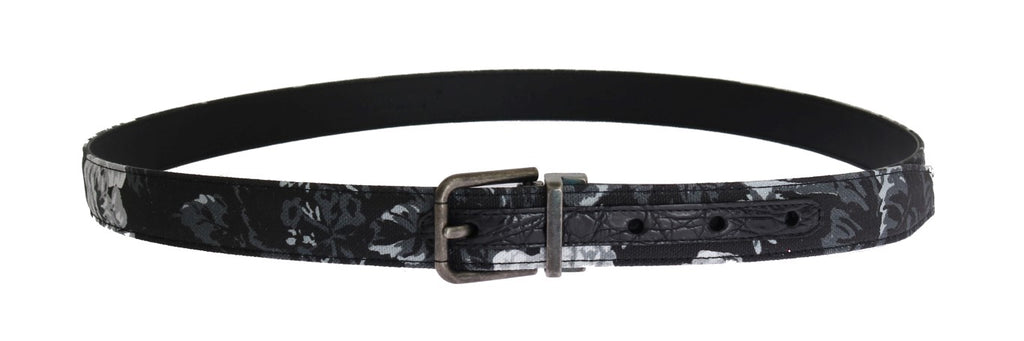 Dolce & Gabbana Schwarzer Cayman Leinen Ledergürtel