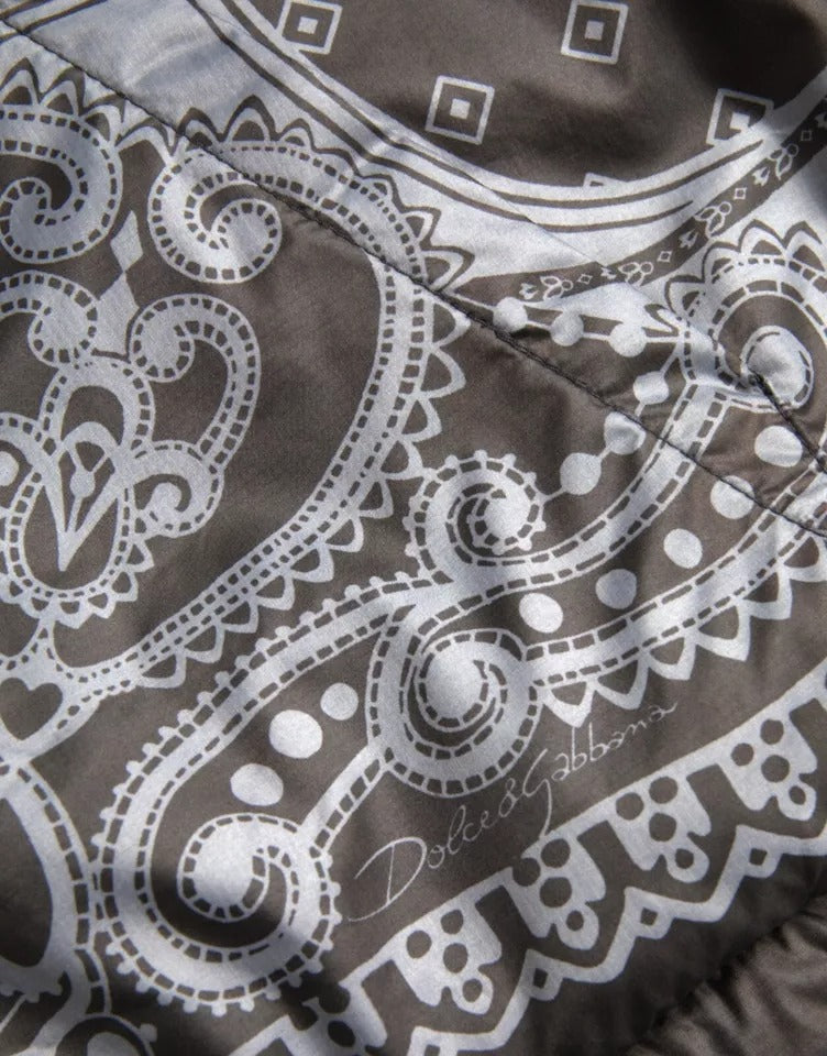Dolce & Gabbana Graue Bandana Bomberjacke mit Kapuze und durchgehendem Reißverschluss