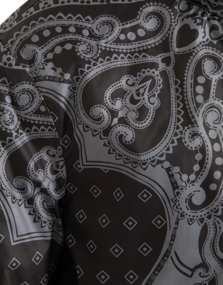 Dolce & Gabbana Graue Bandana Bomberjacke mit Kapuze und durchgehendem Reißverschluss