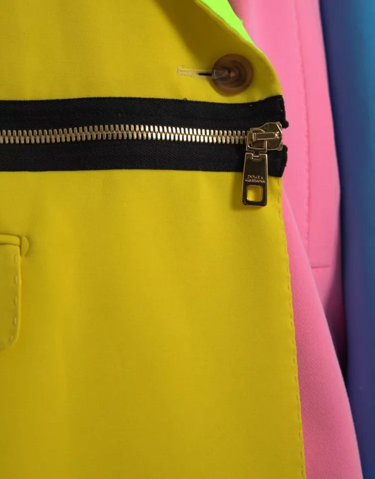 Dolce & Gabbana Multicolor Patchwork Mantel Jacke mit Revers