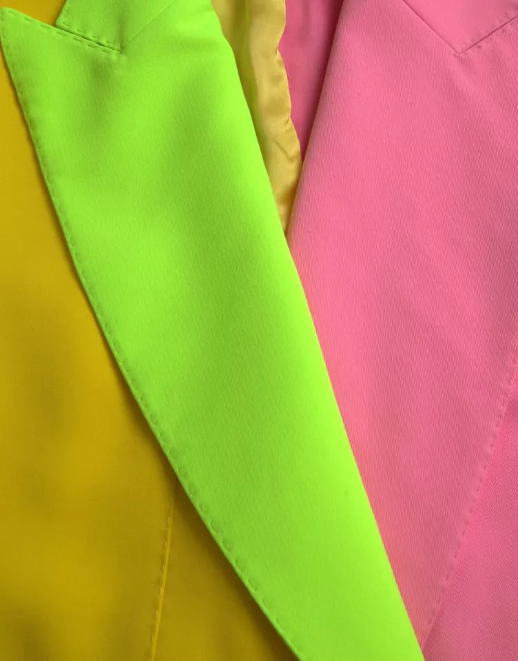 Dolce & Gabbana Multicolor Patchwork Mantel Jacke mit Revers