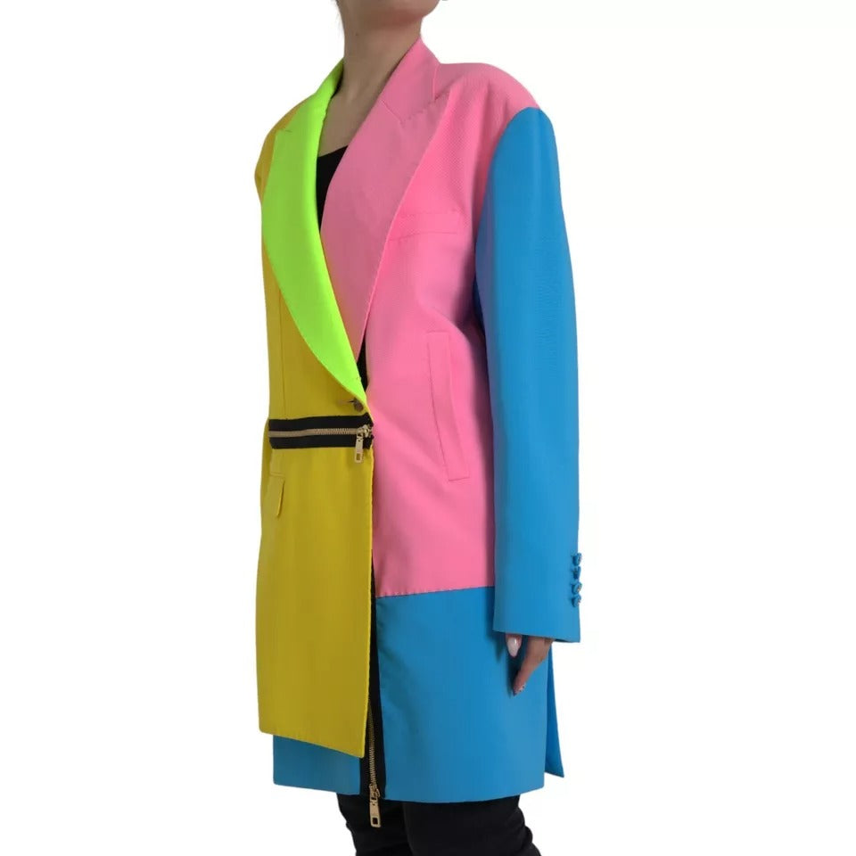 Dolce & Gabbana Multicolor Patchwork Mantel Jacke mit Revers