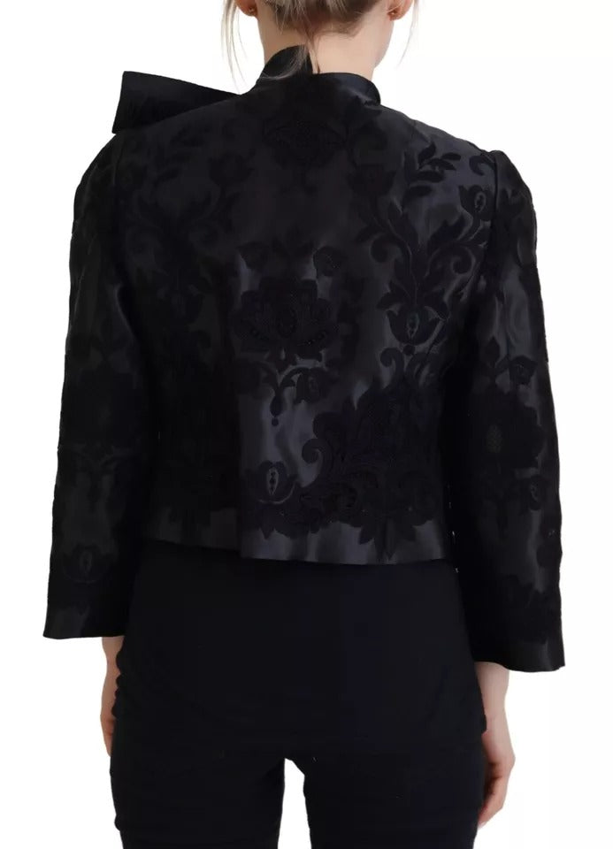Dolce & Gabbana Schwarze Spitze durchsichtiges Korsett Organza Seidenjacke