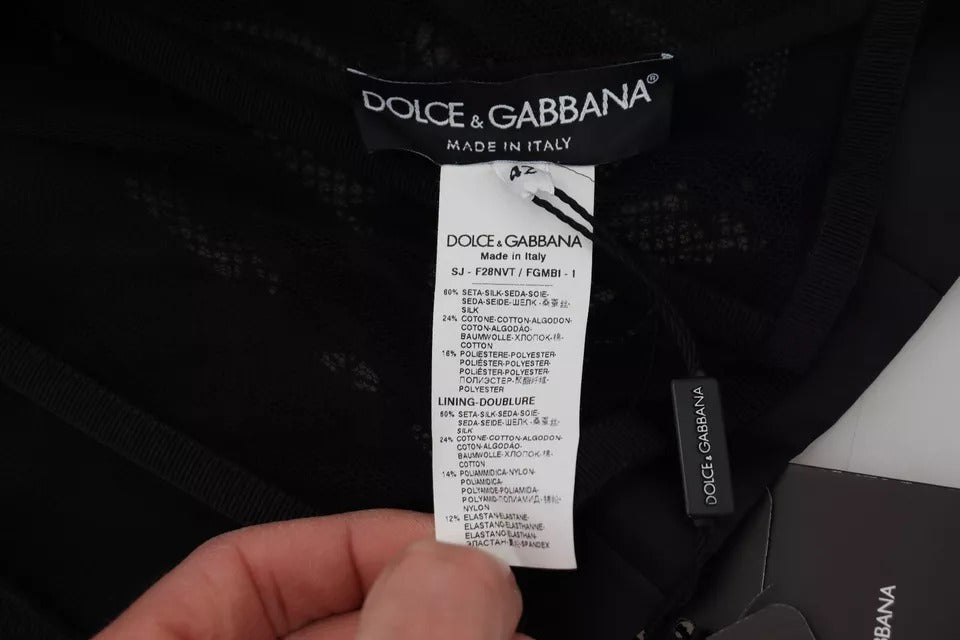 Dolce & Gabbana Schwarze Spitze durchsichtiges Korsett Organza Seidenjacke