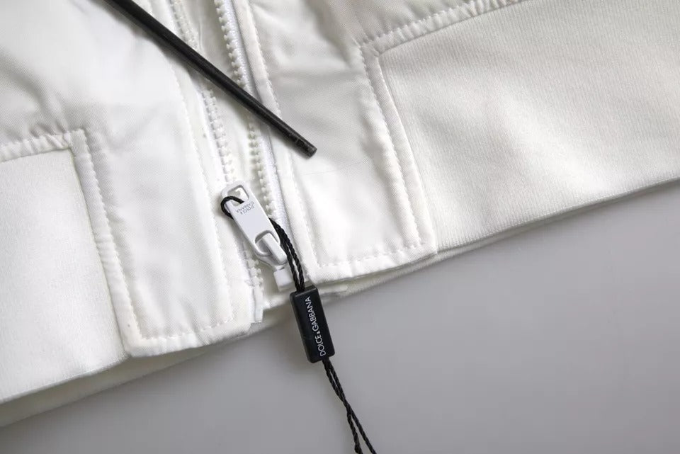 Dolce & Gabbana Weiße Bomberjacke mit langen Ärmeln und durchgehendem Reißverschluss