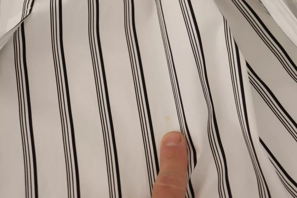 Dolce & Gabbana Weiß gestreifter Morgenmantel aus Baumwolle Wickeljacke