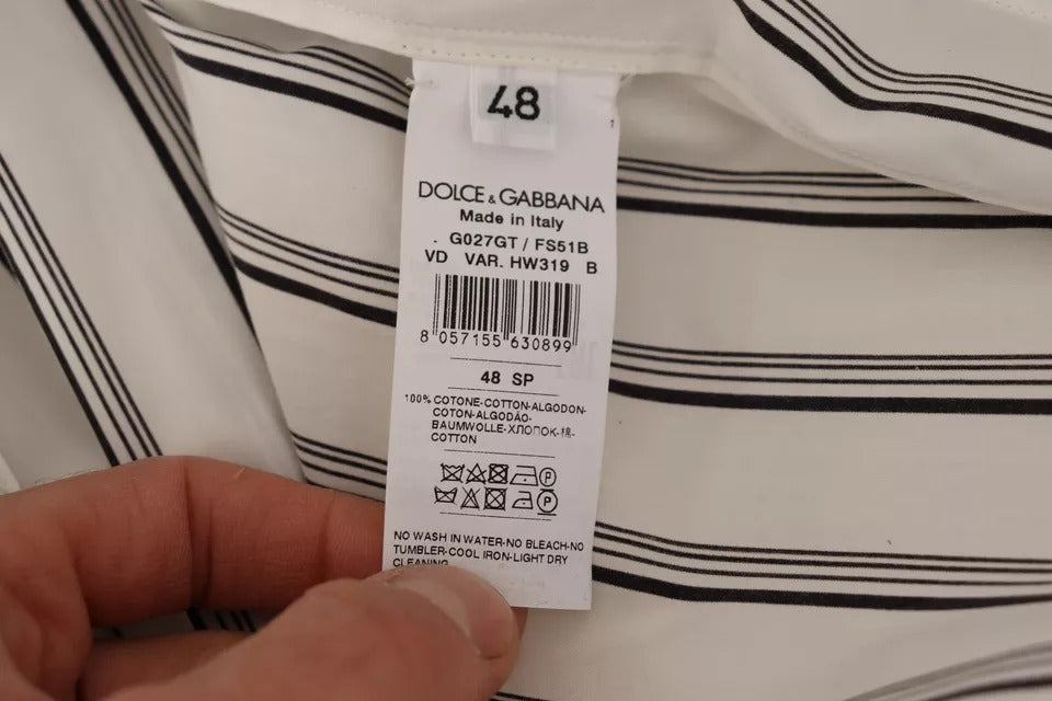 Dolce & Gabbana Weiß gestreifter Morgenmantel aus Baumwolle Wickeljacke