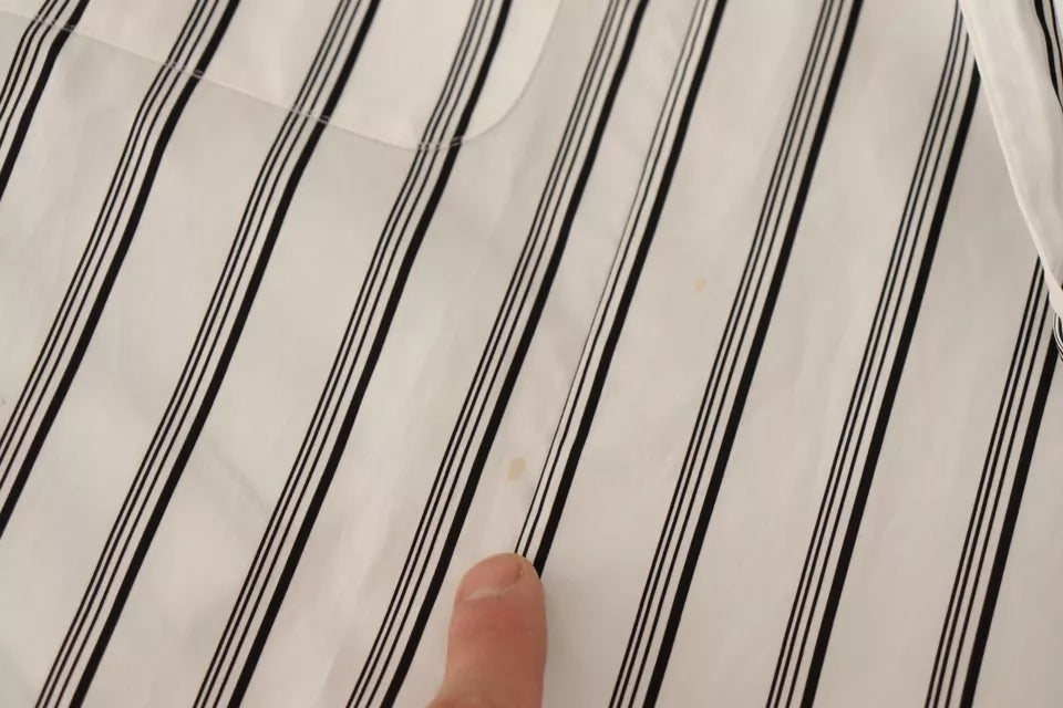 Dolce & Gabbana Weiß gestreifter Morgenmantel aus Baumwolle Wickeljacke