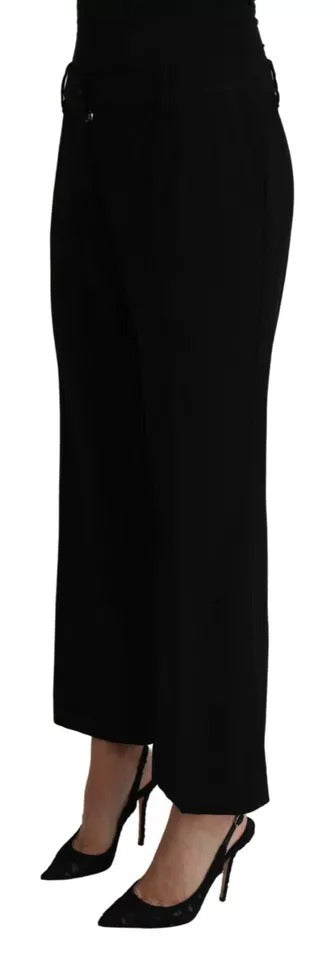 Dolce & Gabbana Schwarze Stretch-Caprihose aus Wolle