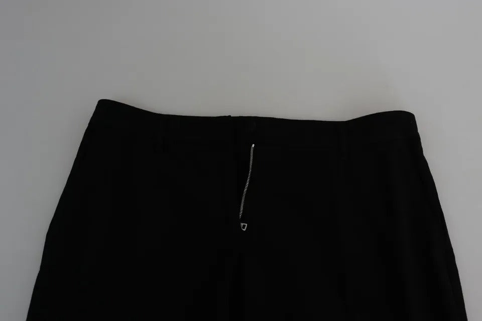 Dolce & Gabbana Schwarze Stretch-Caprihose aus Wolle