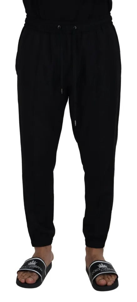 Dolce & Gabbana Schwarze Jogger-Hose aus Wolle
