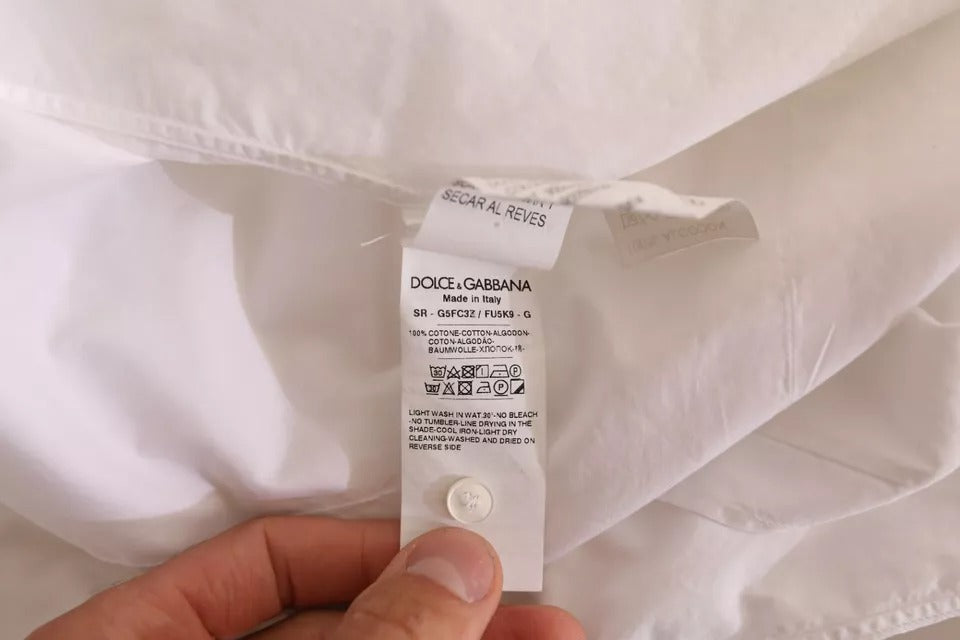 Dolce & Gabbana Weißes GOLD Formales Baumwoll-Smokinghemd