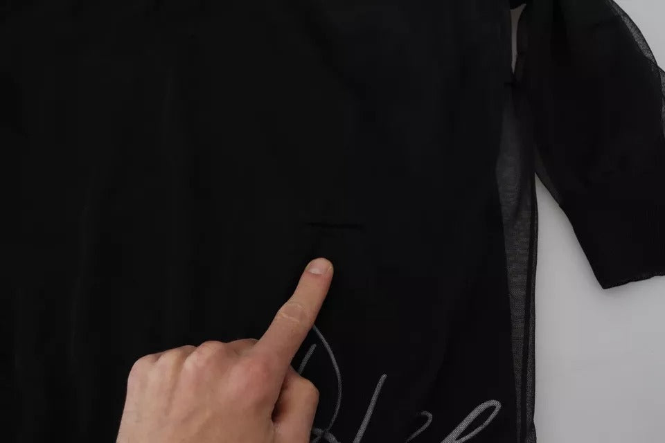 Dolce & Gabbana Schwarzer Polyester-Crewneck-Pullover für Männer