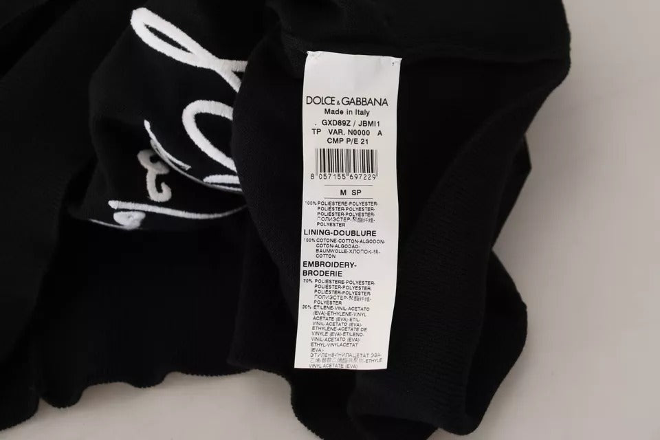 Dolce & Gabbana Schwarzer Polyester-Crewneck-Pullover für Männer