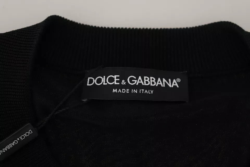 Dolce & Gabbana Schwarzer Polyester-Crewneck-Pullover für Männer