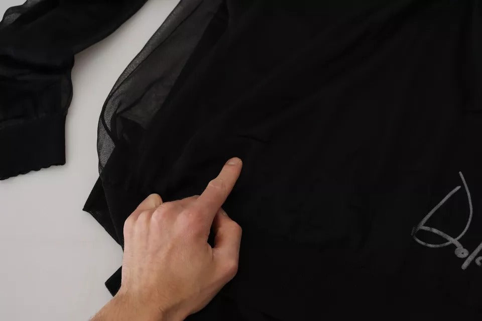 Dolce & Gabbana Schwarzer Polyester-Crewneck-Pullover für Männer