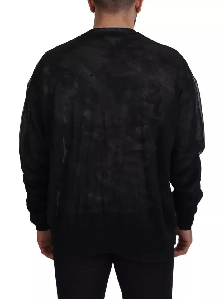 Dolce & Gabbana Schwarzer Polyester-Pullover mit Rundhalsausschnitt